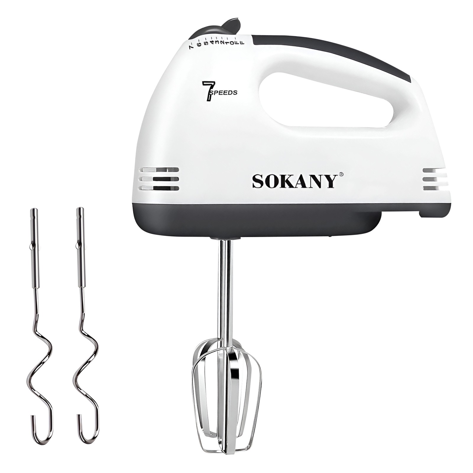 Mixeur à main Sokany 180W en acier inoxydable avec 7 vitesses blanc