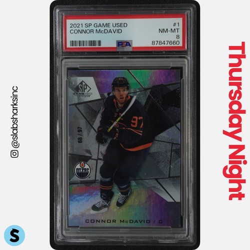 2021 UPPER DECK SP GAME USED #1 CONNOR MCDAVID TRUE BASE /97 PSA 8