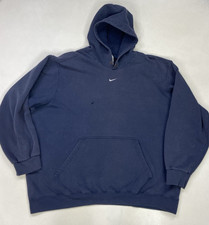 VINTAGE Nike Center Swoosh Pullover Hoodie Men XXL Blue Faded