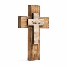 Layered Wood Cross Easter Gift Wooden Wall Cross Ready to Hang for Bedroom,