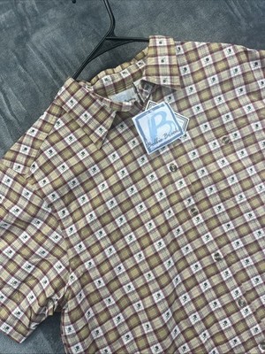 Bobbie Brooks Shirt Womens XL Tan Plaid Check Floral Cottagecore Preppy  NEW