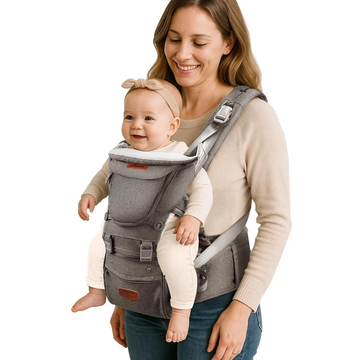 3 in 1 Ergonomic Baby Carrier with Hip Seat for Newborns and Toddlers, Supports
