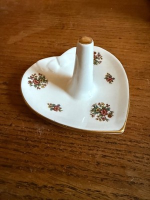 Coalport Ming Rose England herzförmiger Rosenringhalter eingestellt