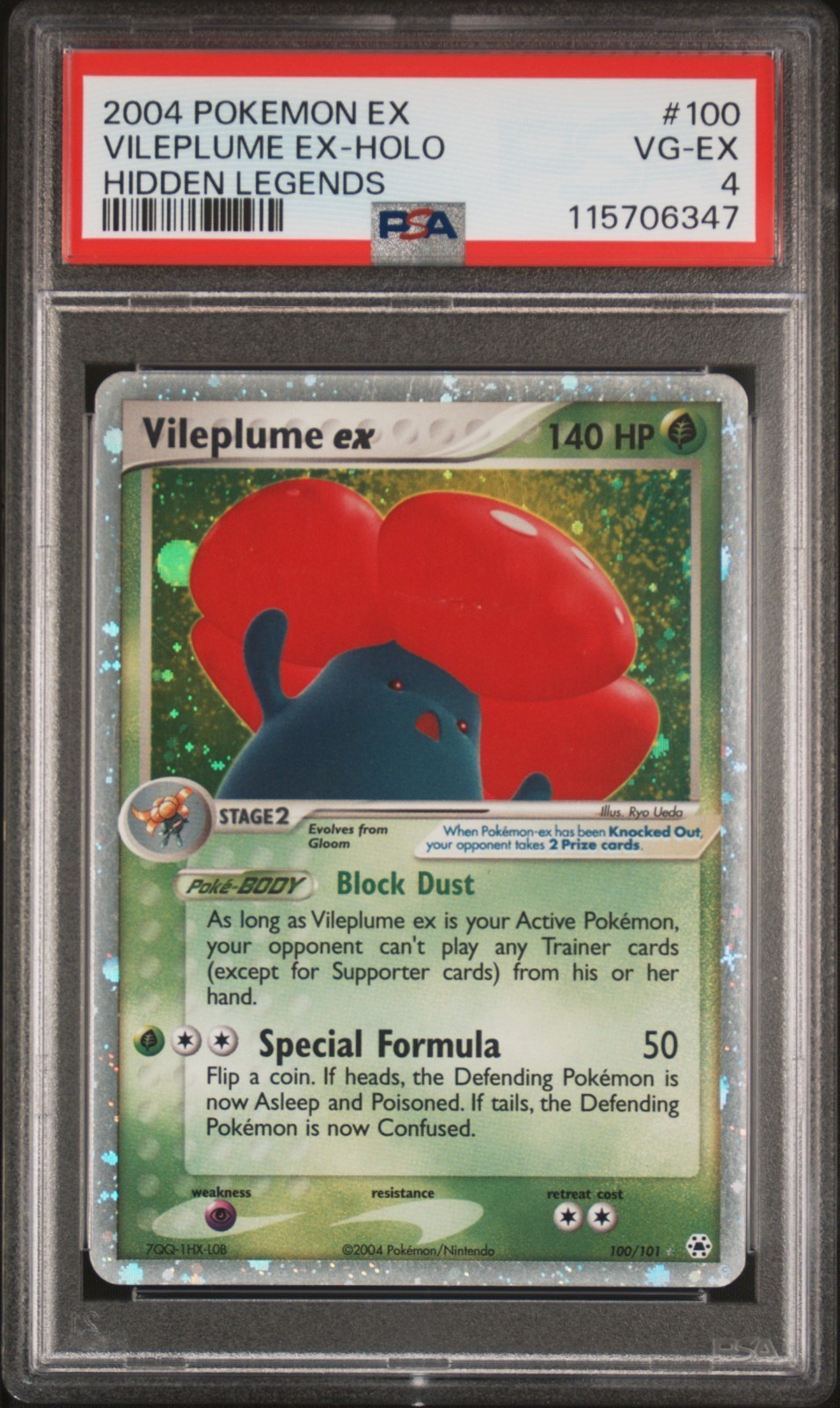 Vileplume EX 100/101 Hidden Legends Holo PSA 4