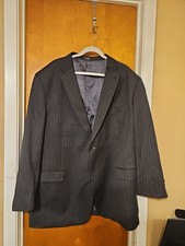 Jones New York Classic Mens Blazer  Size L53 Black With White Horizontal Stripes