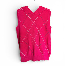 Youth Boys Gymboree Red Argyle Knit Sweater Vest - Sz M 7/8