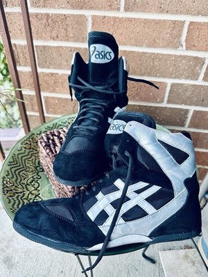 Vintage Asics Split Second Wrestling Shoes Mens Black Sliver Sz Men 9 Ultra Rare
