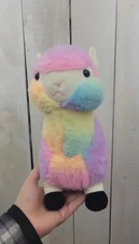 Peek a Boo Toys April the Alpaca Tie Dye Llama Plush Stuffed Toy Rainbow