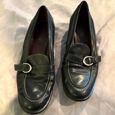 Coach Women  s Black Leather Slip-On Loafer Flats Buckle Round Toe US 7.5