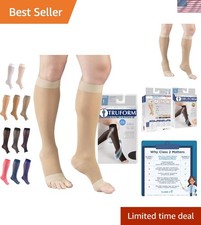 Sheer Compression Stockings, 15-20 mmHg, Women's Knee High Length, Open Toe, ...