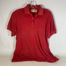Vtg 1970's Pierre Cardin Terry Cloth Polo Collar Shirt Large Red-Japan Women's L