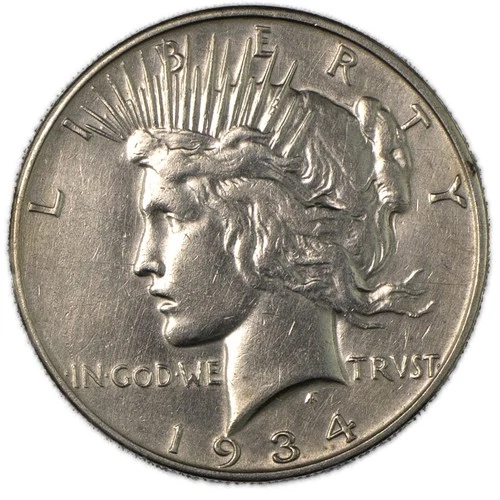 1934-D Denver Peace Silver Dollar $1 Extremely Fine XF Cleaned