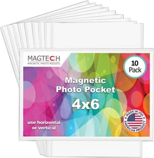 White Magnetic Pocket Picture Frame, Holds 4 X 6 Inches Photos, Pack of 10