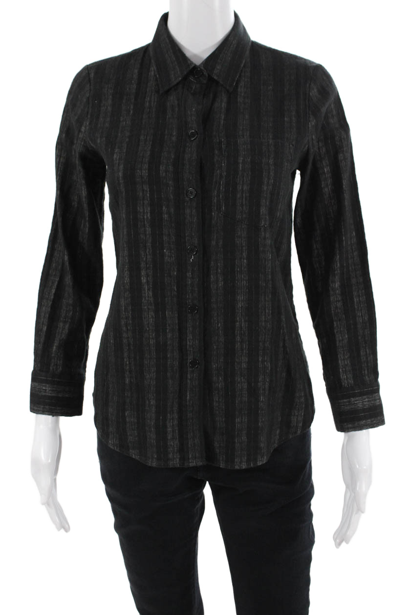 Theory Women Basic Striped Collared Button-Up Bla… - image 1