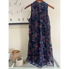 Tommy Hilfiger Navy Floral Velvet Detail Dress – Size 6