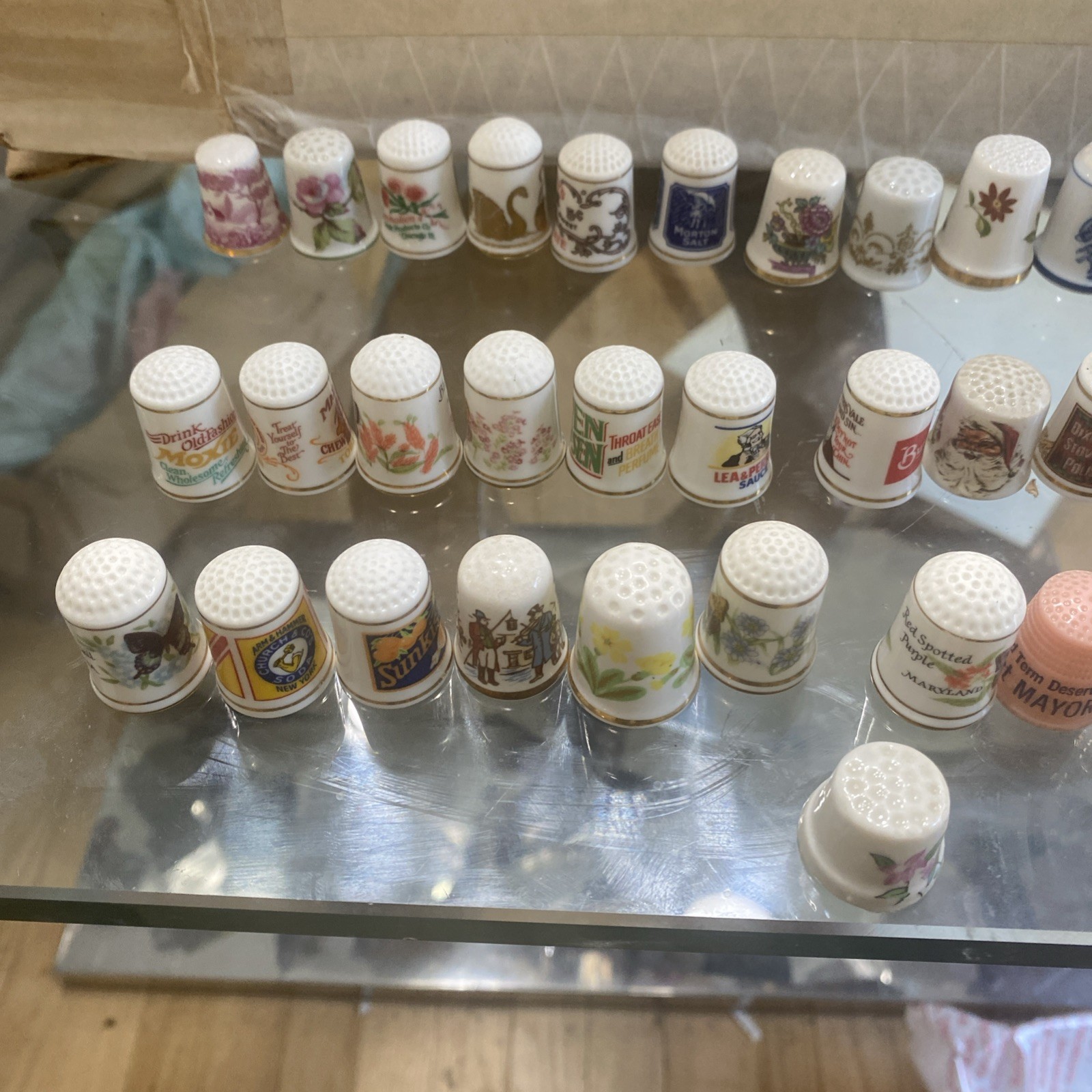 Vintage Porcelain Thimble Lot of 40 – Mixed Designs Flowers Brands Collectible
