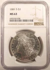 Nice!  1881 S Morgan Silver Dollar MS63