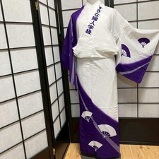 8753 Japanese Yukata Womens Vintage Fabric Cotton Robe Kimono Traditional