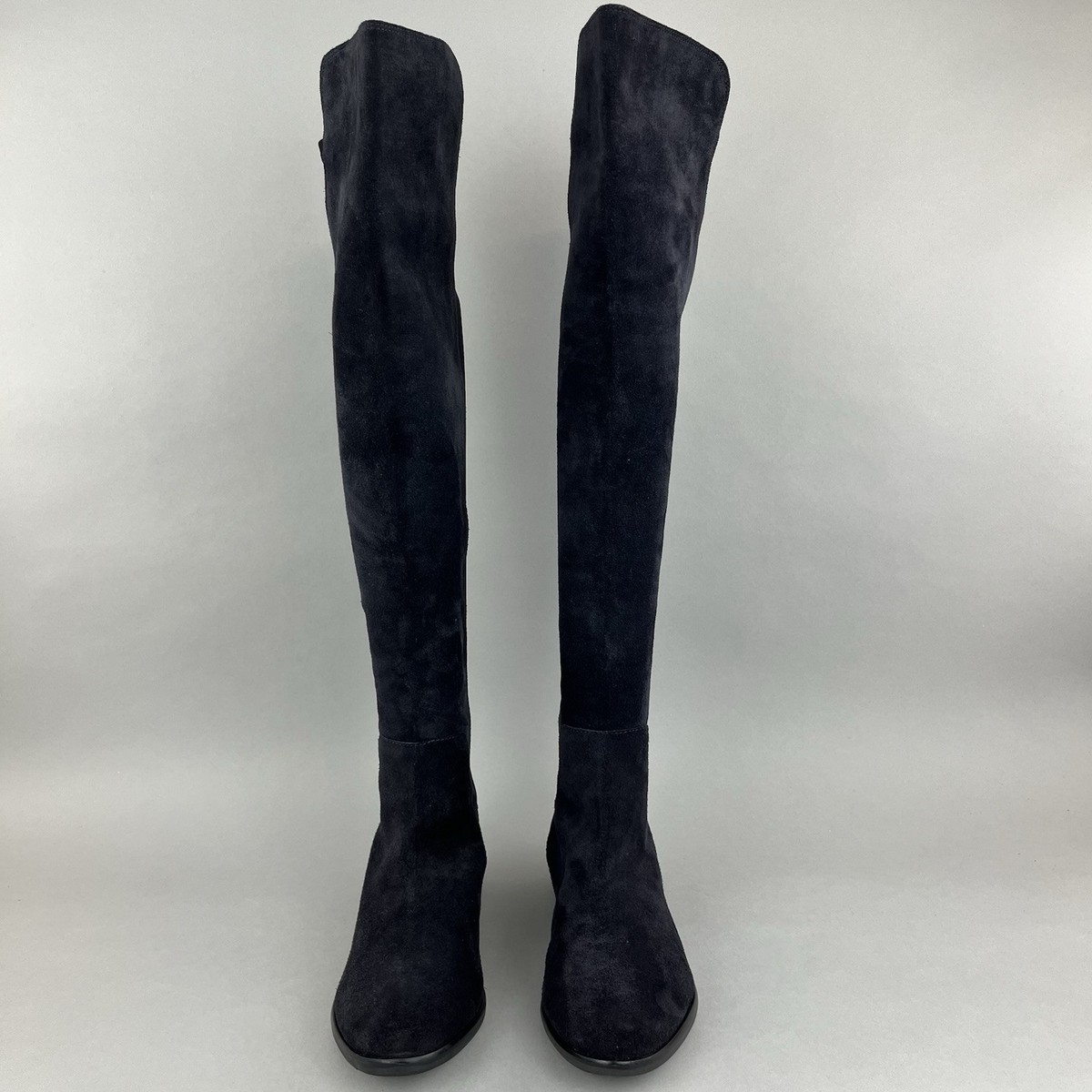 Clarks Caddy Belle Navy Suede Leather Stretch Over The Knee Dress