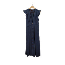 Quince Vintage Wash Tencel Button Front Midi Dress Midnight Blue XS