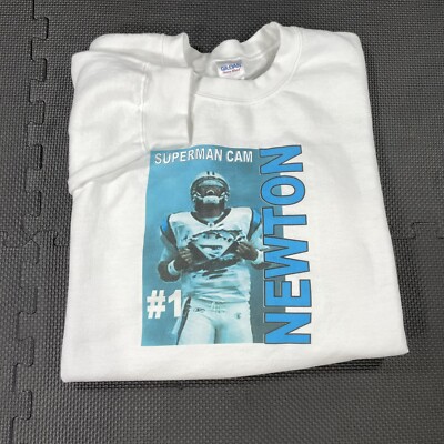 NFL Cam Newton Sweatshirt XL White Superman Carolina Panthers Pullover 