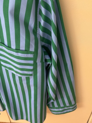 Talbots PXL Blue & Green Striped L/S Button Front Cotton Blouse Mint Pre Owned - Bild 2 von 5