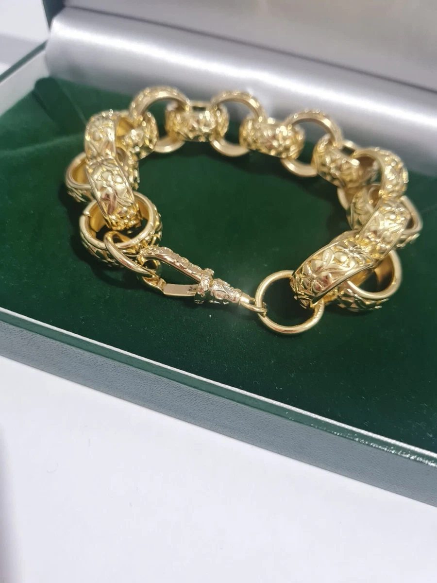 9ct Gold 9” Long Belcher / Rolo Bracelet - Ruby Lane