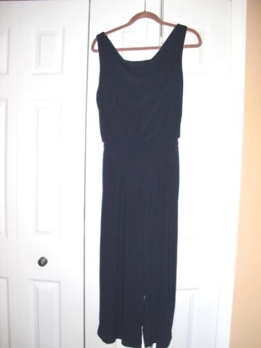 NWT~Women~EMMA&MICHELE~NAVY BLUE~STRETCH~POCKETS~Wide Leg~Ankle JUMPSUIT SIZE L