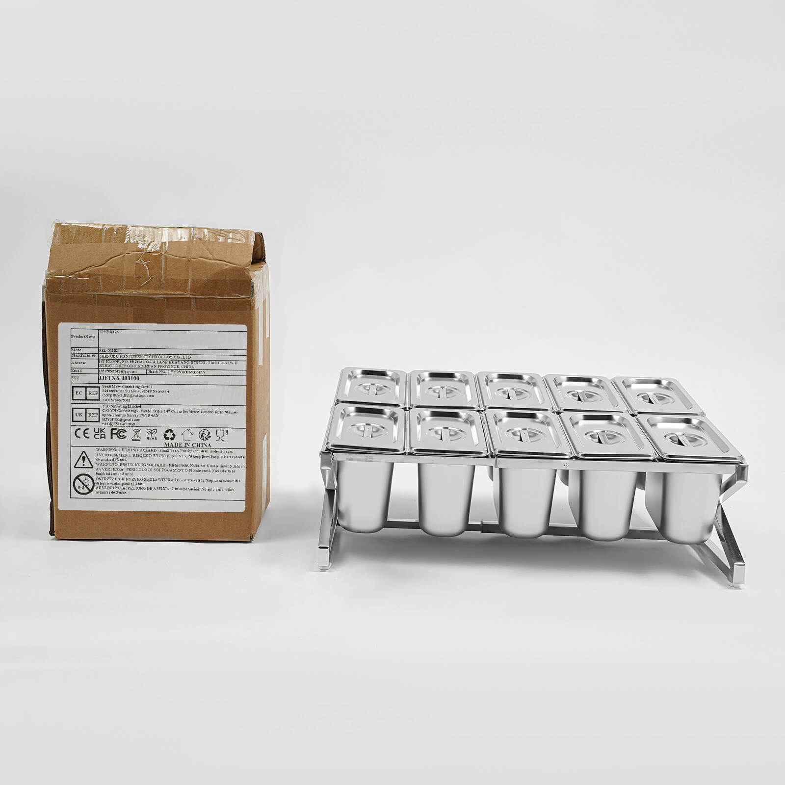 10-grid Spice Rack Inclined Expandable Spice Rack Countertop Condiment Holder