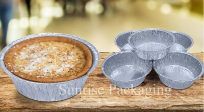 200 x NEW SMALL DEEP FOIL PIE DISHES FRUIT CAKE CASES TIN ROUND