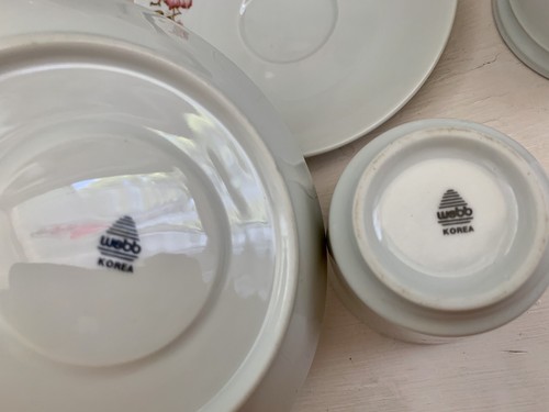 Vintage WEBB Korea 6Tea Cups & Saucers Sugar Bowl Creamer Porcelain Tea Set - Picture 11 of 11