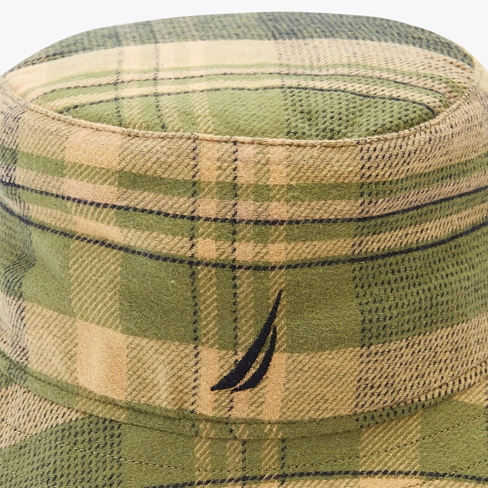 Chapéu balde flanela Nautica tamanho P/M verde oliva xadrez - Imagem 2 de 3