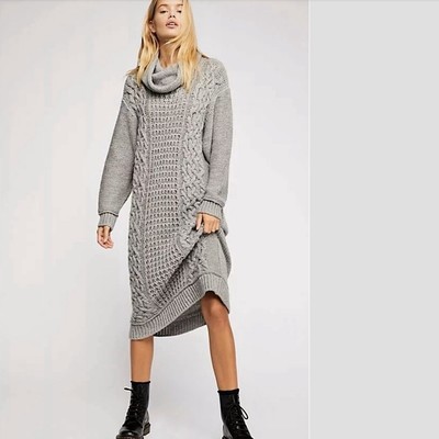 free people cable knit sweater dress