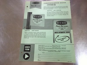 Vintage West Bend Order Form to WB dealers: Power Bee Engine signs D-188 & D189