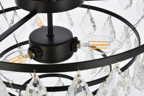 French Pendant Crystal Flush Mount 3 Light Bedroom or Dining Room Lighting 16 in - Picture 6 of 9