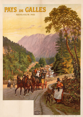Original Vintage Poster - Aunston - Wales - Aberglaslyn Pass-Great Britain-1910