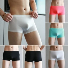 Mens Sexy Underwear Low Rise Solid Boxer Shorts Briefs Underpants Trunks