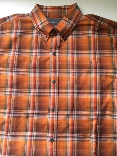 Camisa VINCE Manga Larga a Cuadros Abotonada Color Cobre Cuadros Nípida y Fina L - Imagen 8 de 12