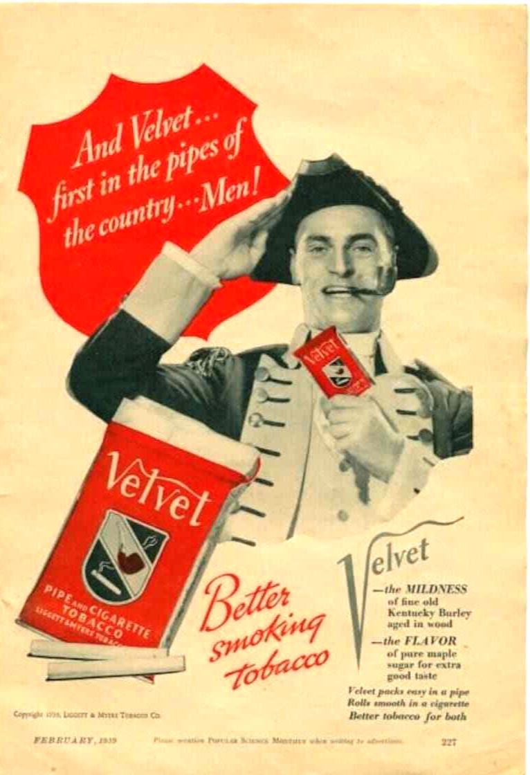 velvet pipe tobacco history Vintage Velvet Pipe Tobacco Ad Reproduction Print Advertising 17x12