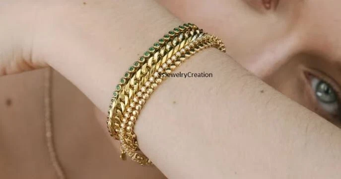 Brazalete de tenis de plata 925 con piedras preciosas de corte redondo esmeralda natural Foto 2 de 4