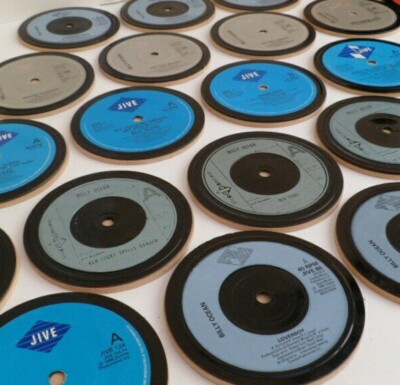 BILLY OCEAN DRINKS COASTERS Upcycled Vinyl Record Hit Singles