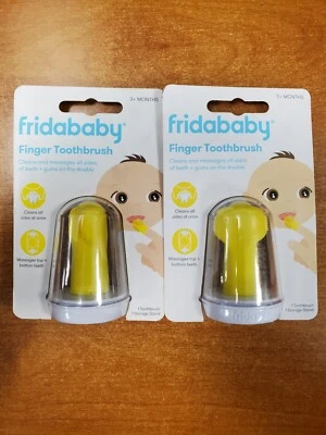 FRIDABABY 2 Pack: Frida Baby Double Sided Finger Toothbrush Manual Yellow *3+ Months- R1P3