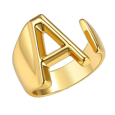 Personalised Engraved Gold Plated Initial A-Z Letter Ring Personalised Engraved Gold Plated Initial A-Z Letter Ring