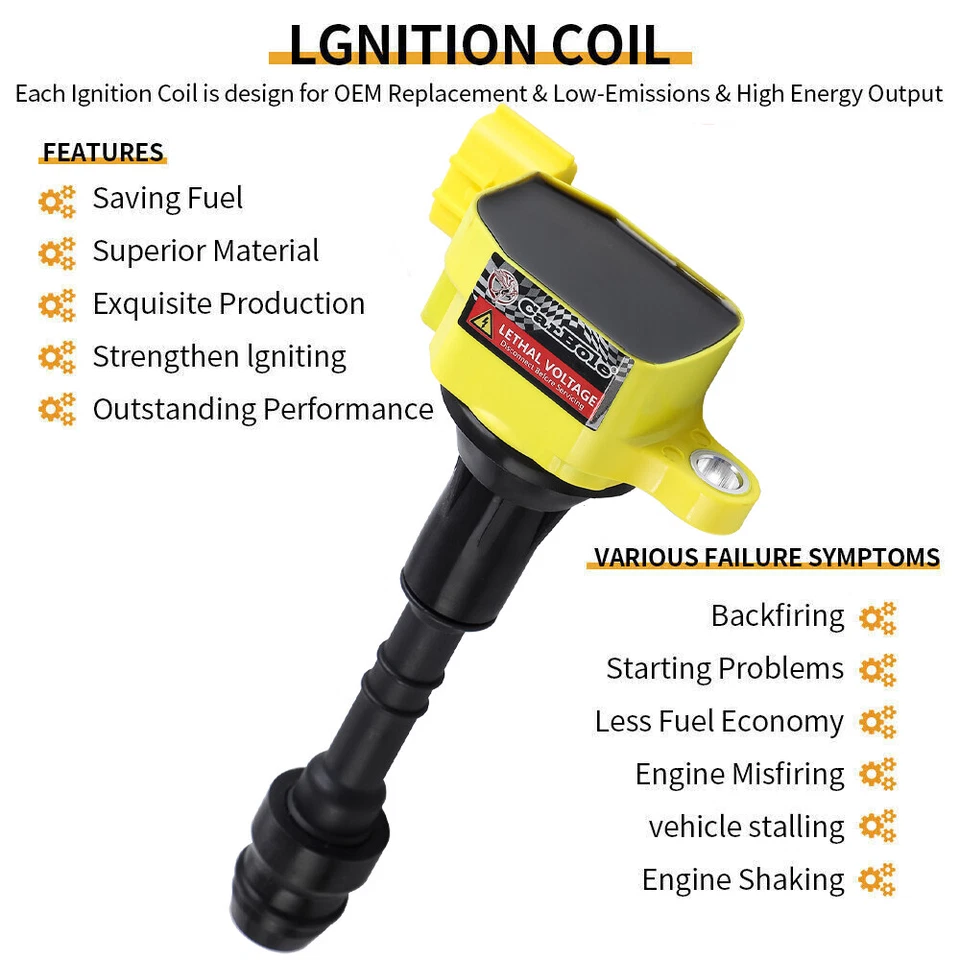 Ignition Coils and Spark Plugs For Nissan Frontier V6 4.0L UF349 C1406(6 Pack) - Image 3 of 4