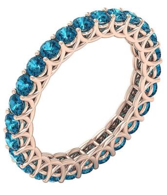 Eternity Anniversary Ring Natural Round Diamond VVS1 Blue Ct