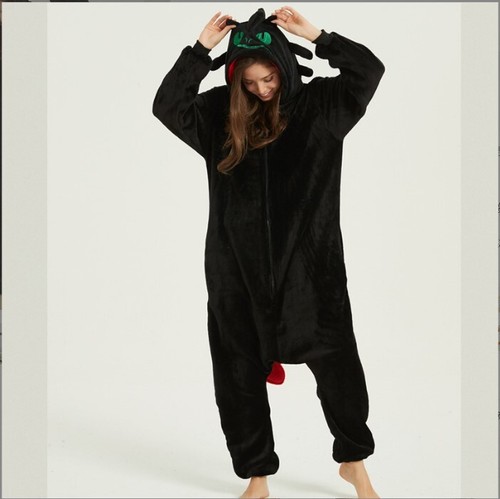 Cartoon animal one piece pajamas Adult Halloween Cosplay Costume Hooded Jumpsuit - Picture 30 of 39
