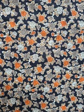 VTG Quilting Peter Pan Fabric Piece Cotton 20" X 25" Sewing Floral Orange