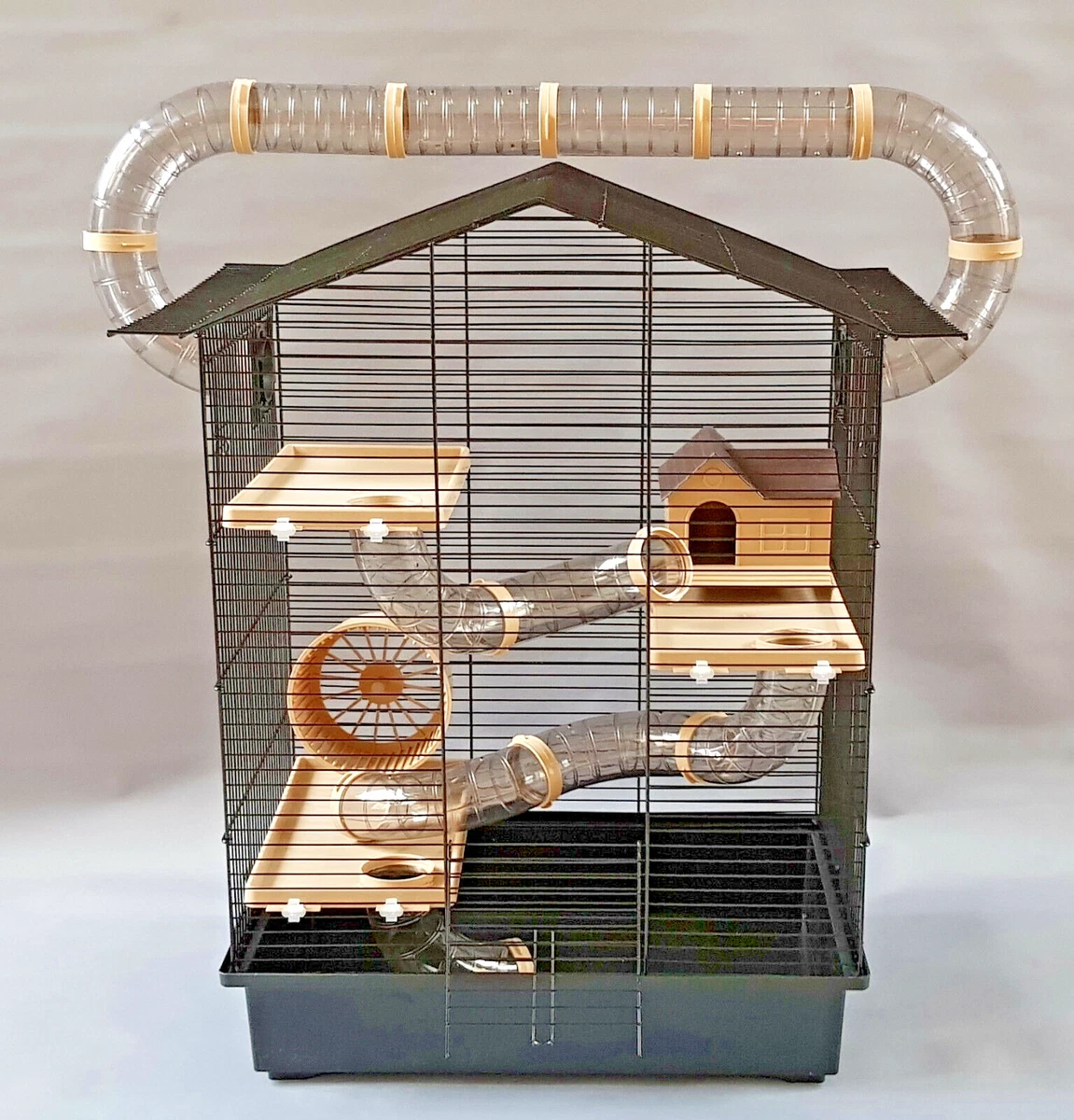 Large Hamster Mouse Cage Mice Pet with Water Bottle House Tubes Wheel  Platforms