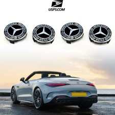 For 4 Pcs Black OEM Mercedes Benz Alloy Wheel Center Cover 75mm Badge Hub Emblem