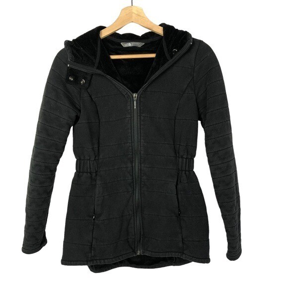 The North Face Black Cinched Waist Full Zip Hooded Jacket S